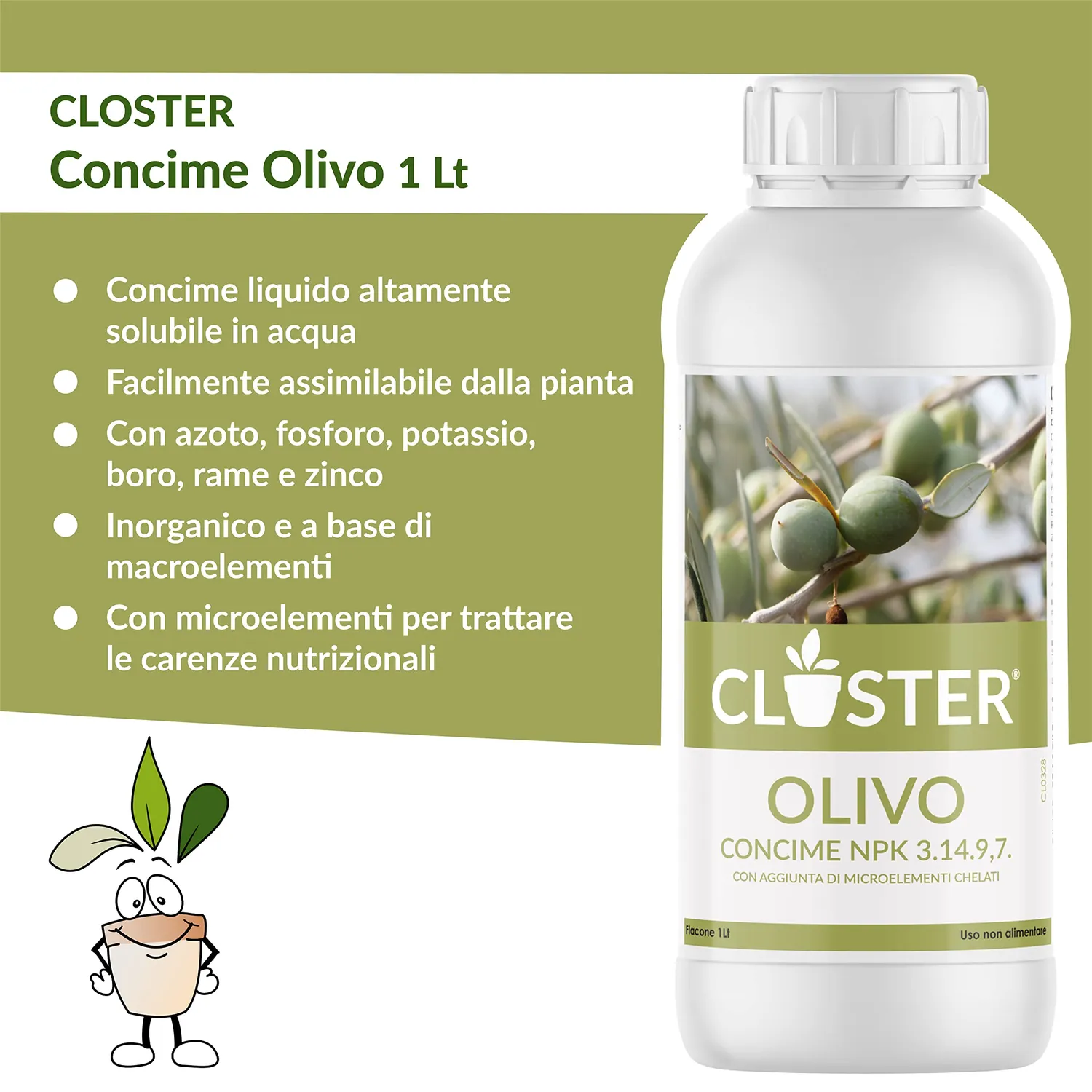 Closter Olivo concime liquido 1 litro NPK con ferro