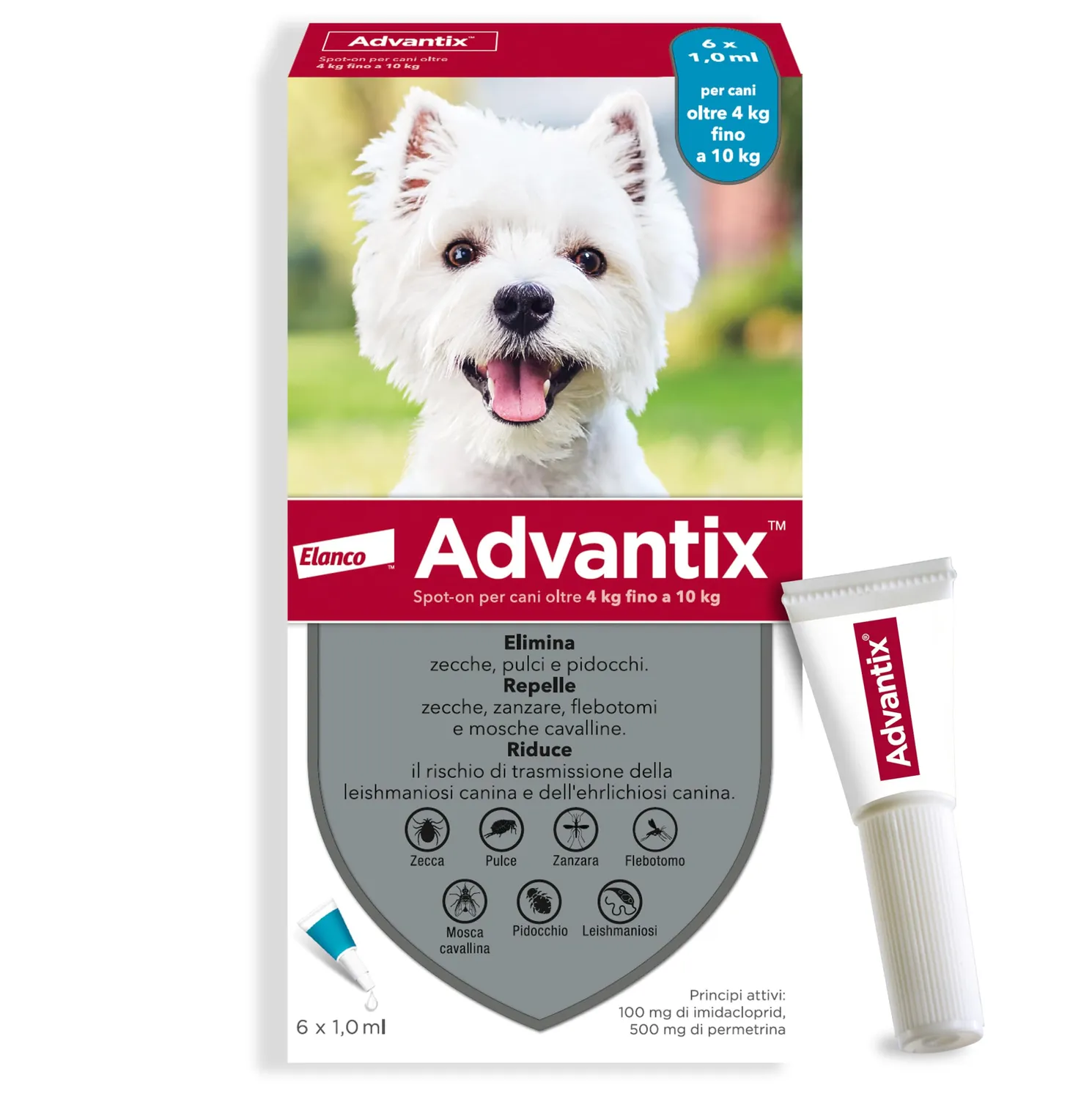Elanco Advantix spot-on cani fino a 4 kg 4 pipette 0,4 ml