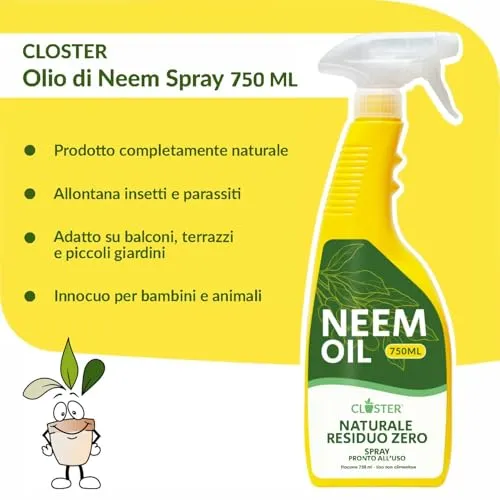 Closter Olio di Neem Spray Piante 750 ml Pronto Uso Naturale