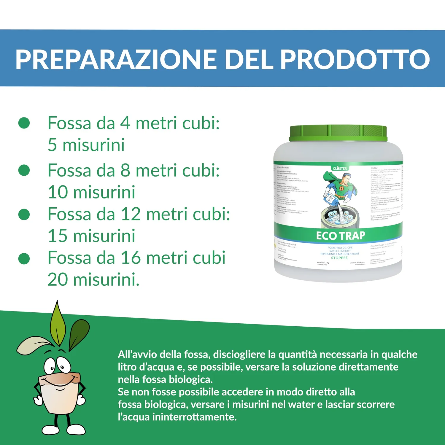 Closter Ecotrap attivatore fossa biologica 1,5 kg enzimi