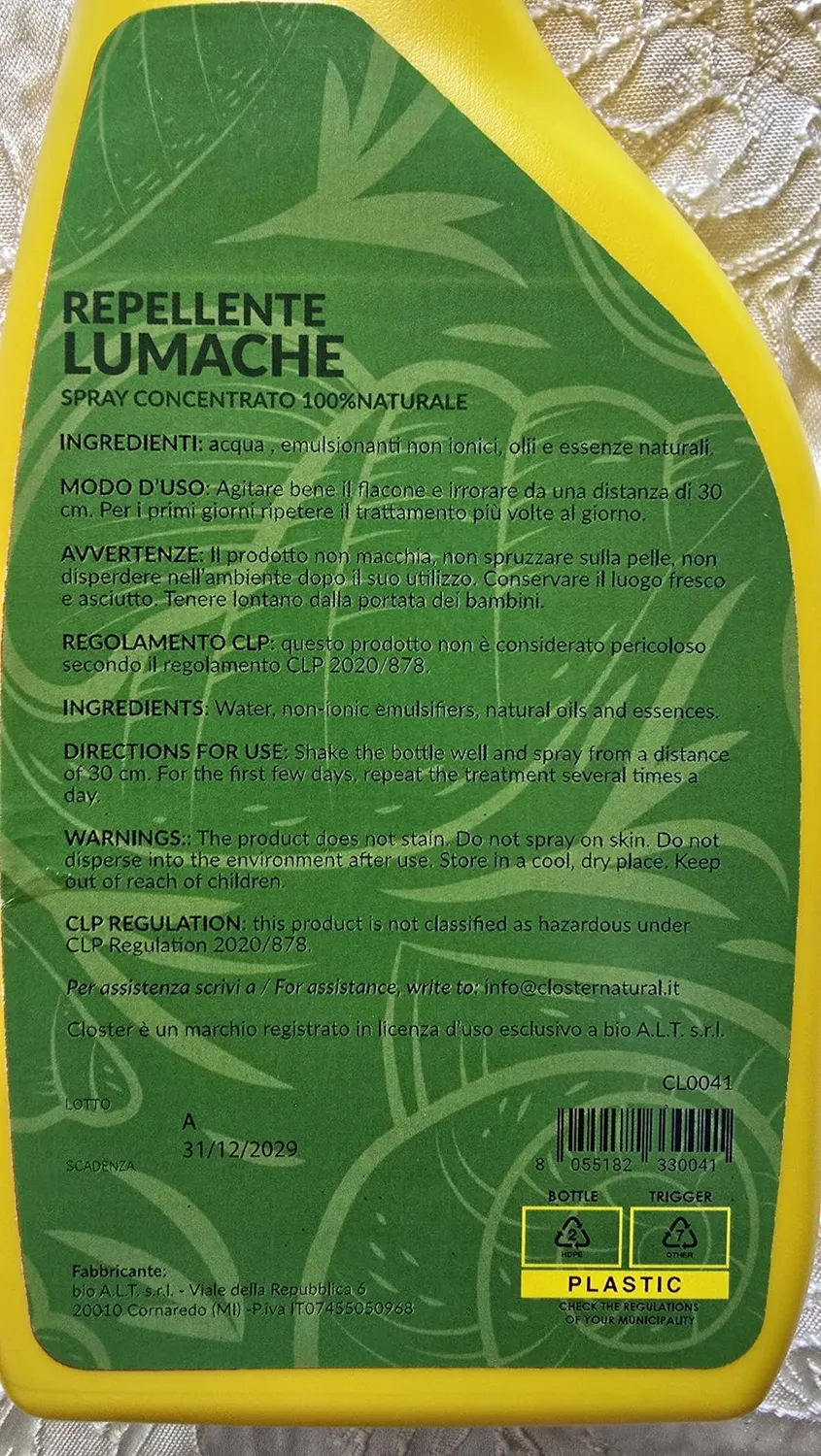Closter Spray Antilumaca naturale 750 ml orto giardino