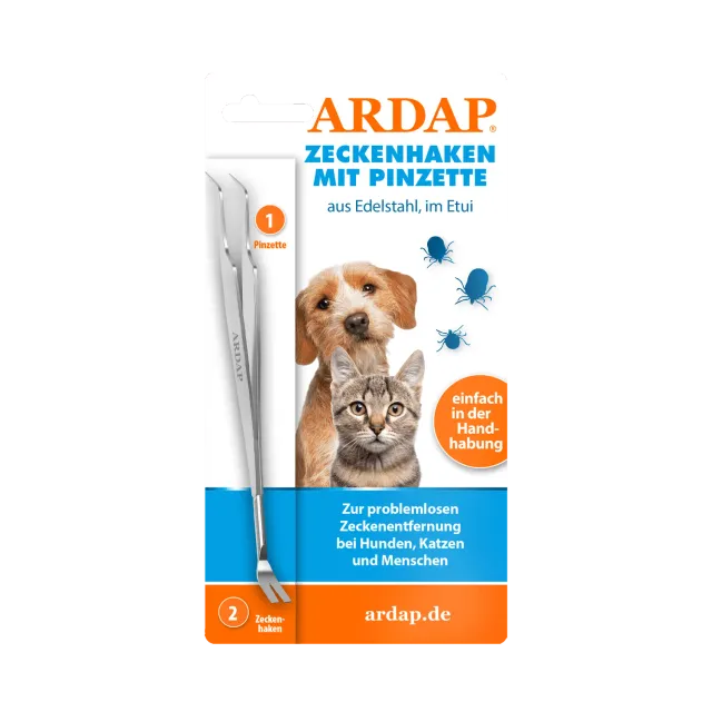 ARDAP Gancio con Pinzetta per Zecche in acciaio con astuccio