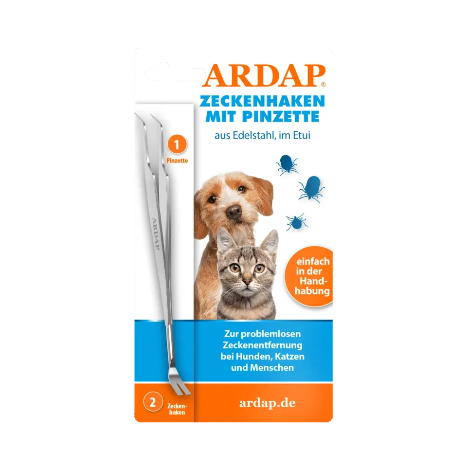 ARDAP Gancio con Pinzetta per Zecche in acciaio con astuccio