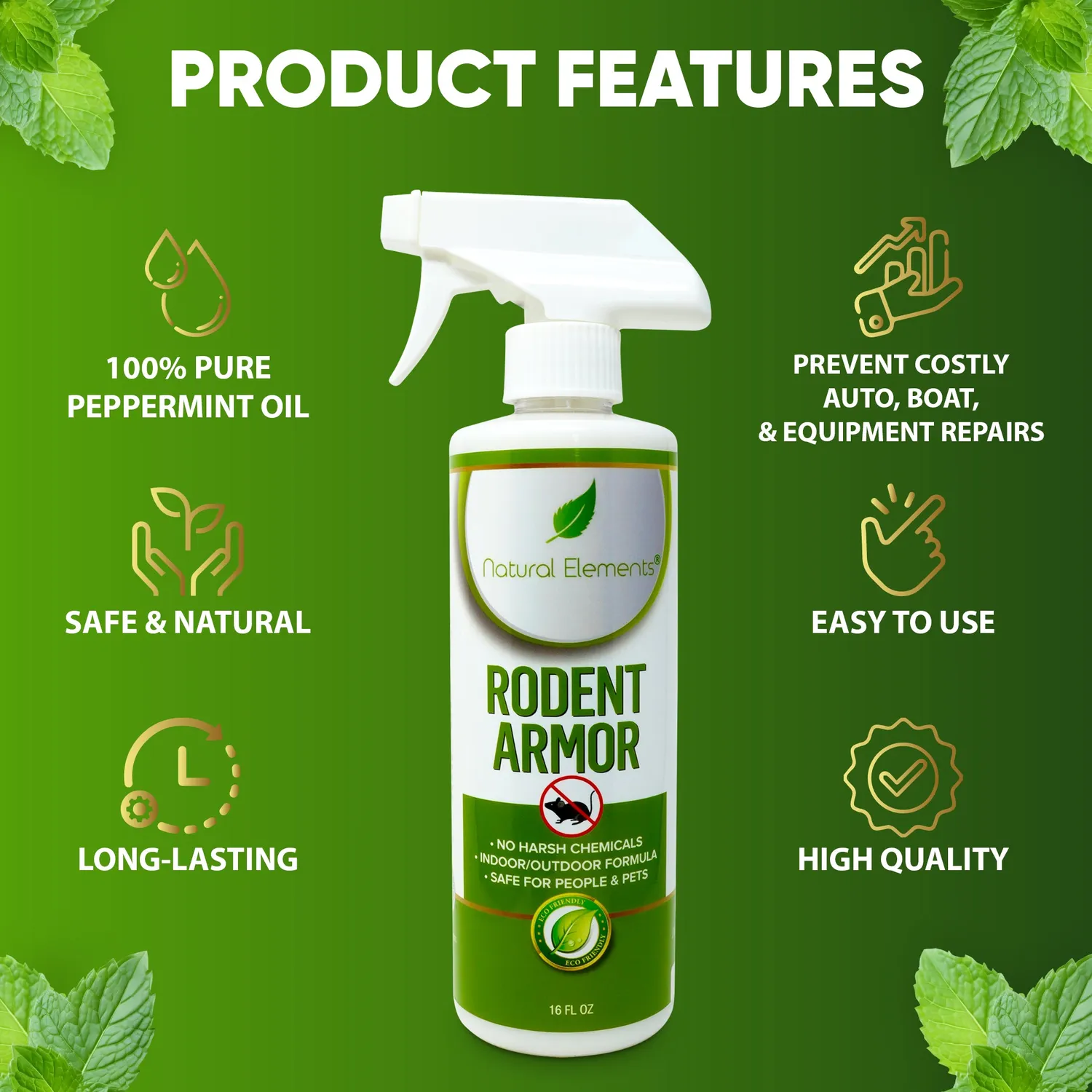 Natural Elements Rodent Armor spray topi alla menta naturale