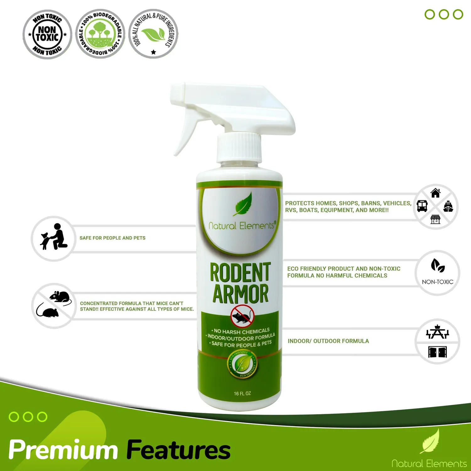 Natural Elements Rodent Armor spray topi alla menta naturale