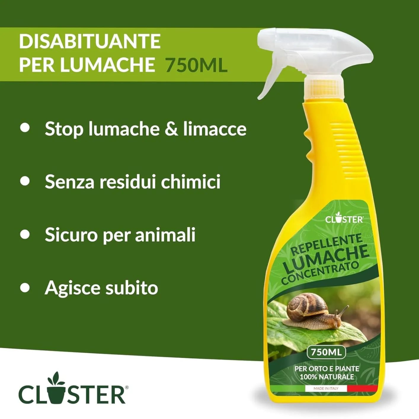 Closter Spray Antilumaca naturale 750 ml orto giardino