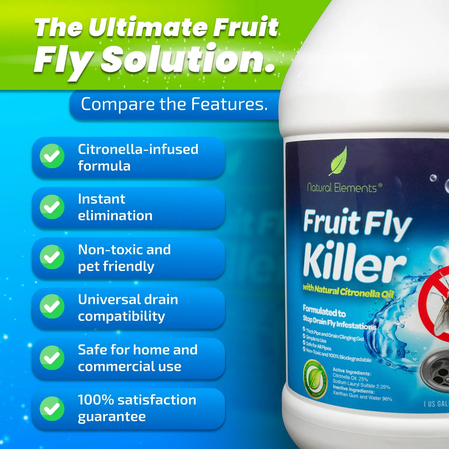 Natural Elements Fruit Fly Killer gel moscerini 3,78 L citronella