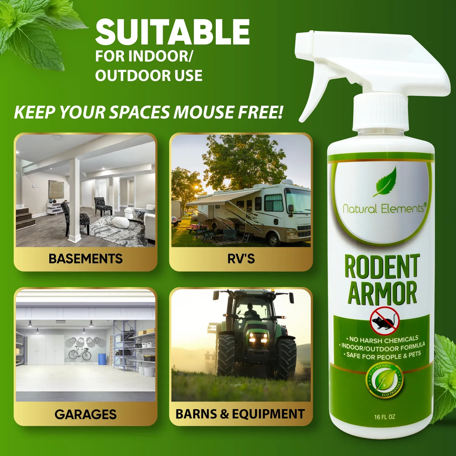 Natural Elements Rodent Armor spray topi alla menta naturale