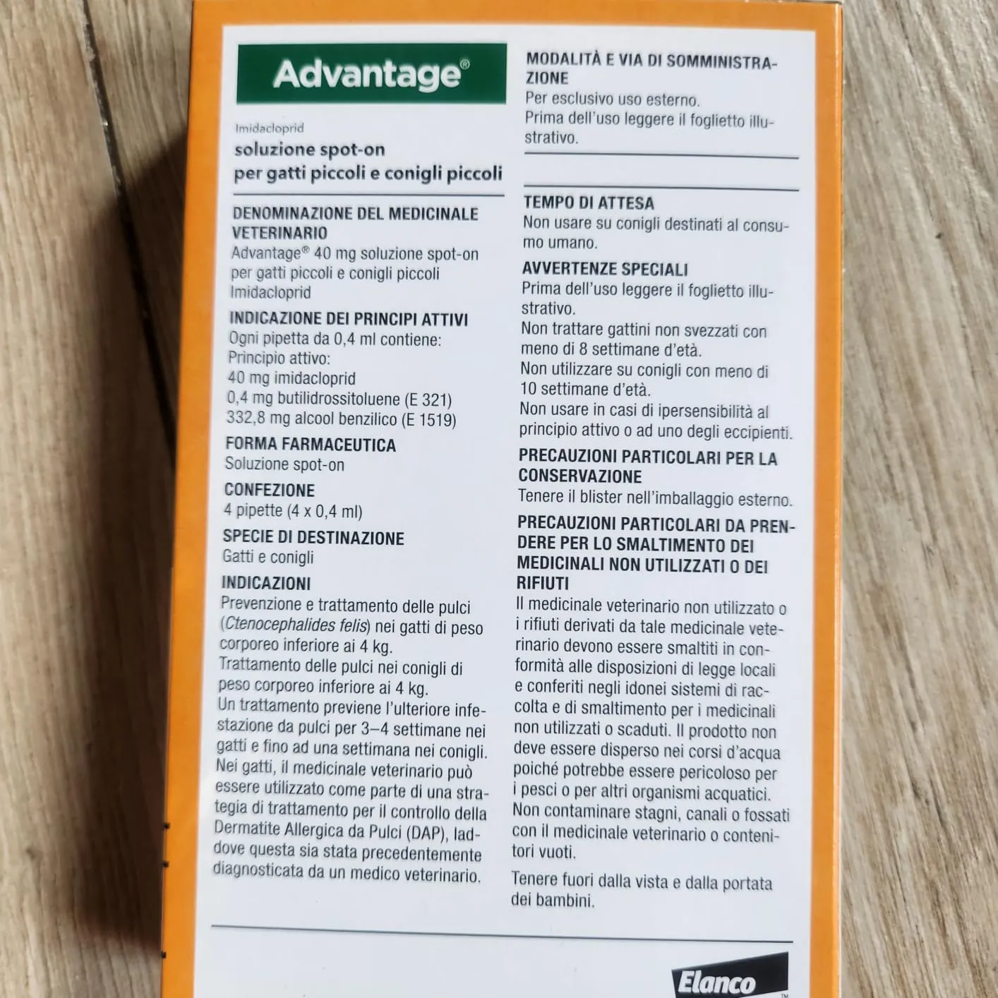 Elanco Advantage 40 mg spot-on gatti 4 pipette antipulci